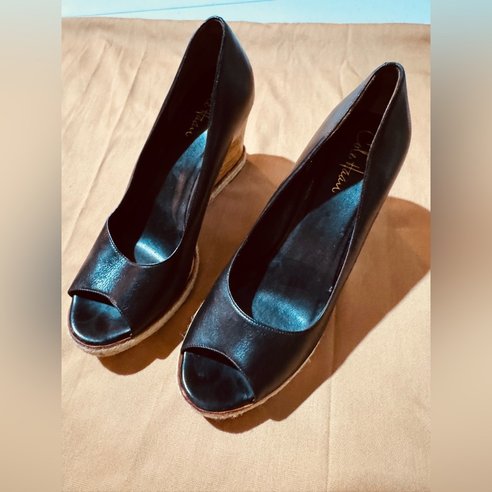 Cole Haan Air Jocelyn peep-toe wedge heels.